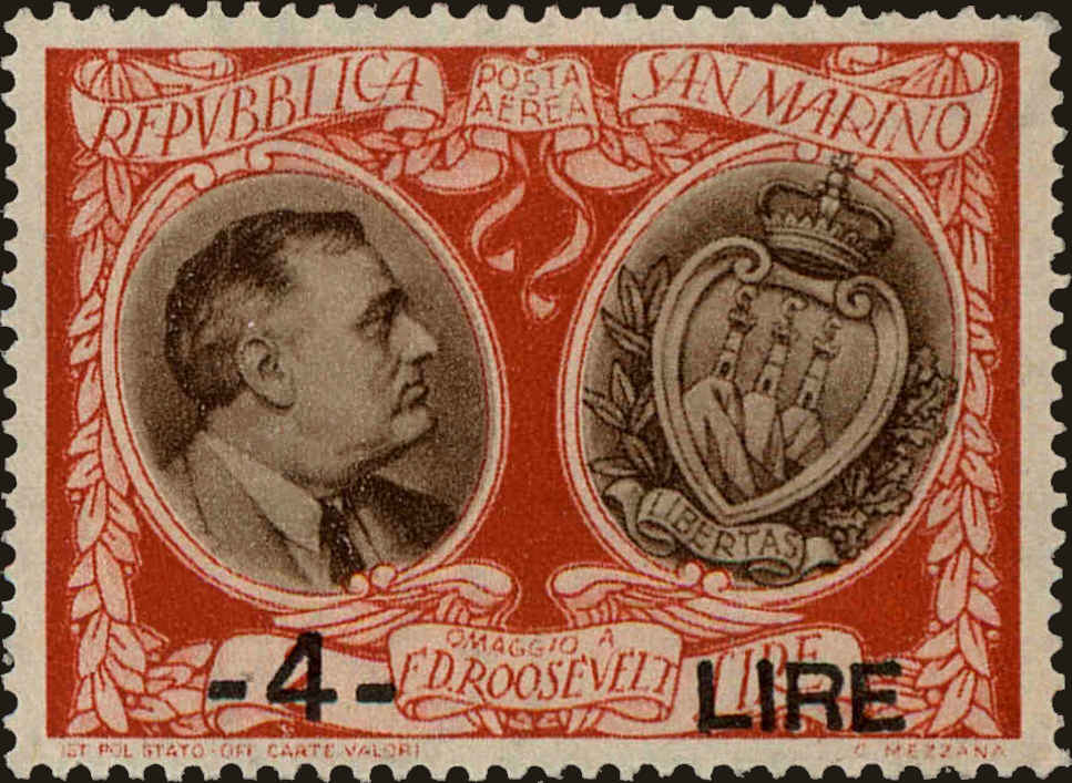 Front view of San Marino C51J collectors stamp