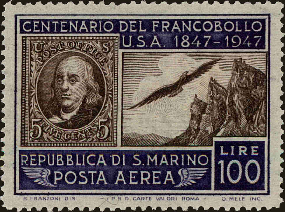 Front view of San Marino C55 collectors stamp