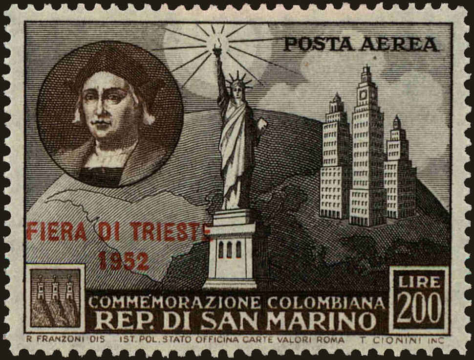 Front view of San Marino C81 collectors stamp