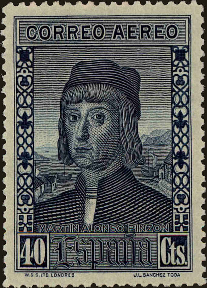 Front view of Spain C38 collectors stamp