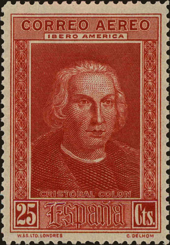 Front view of Spain C45 collectors stamp