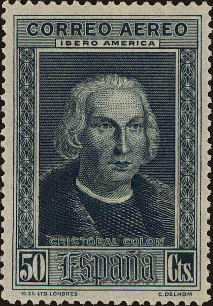 Front view of Spain C46 collectors stamp