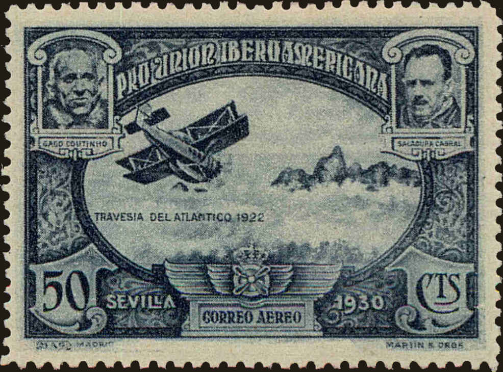 Front view of Spain C53 collectors stamp