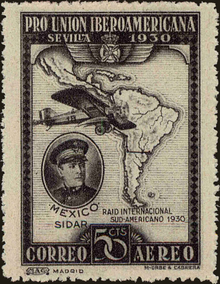 Front view of Spain C54 collectors stamp