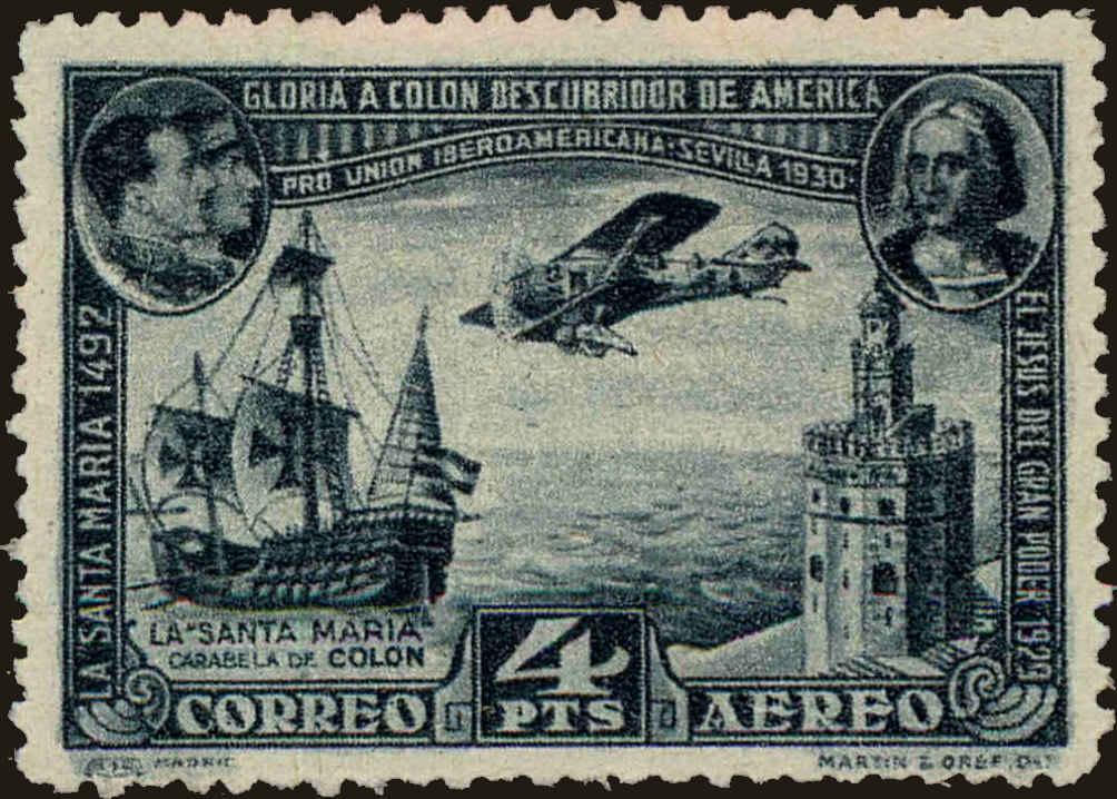 Front view of Spain C57 collectors stamp