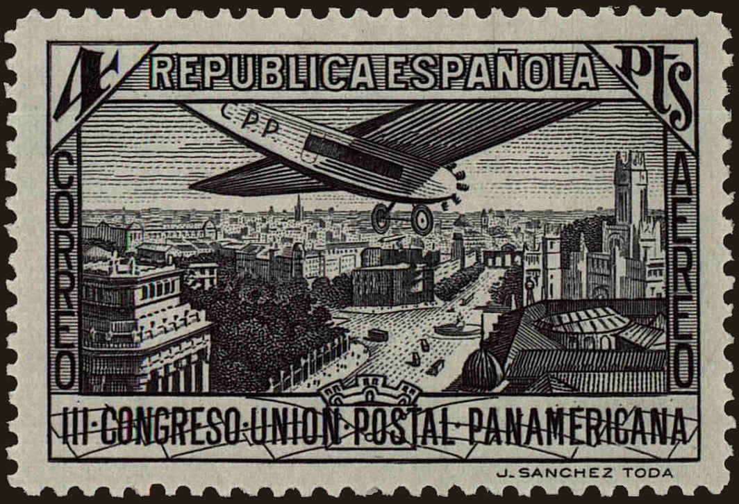 Front view of Spain C67 collectors stamp