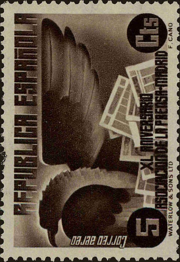 Front view of Spain C75 collectors stamp