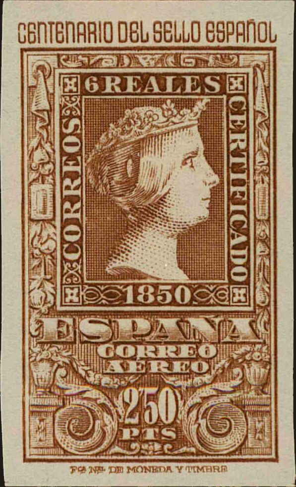 Front view of Spain C128 collectors stamp
