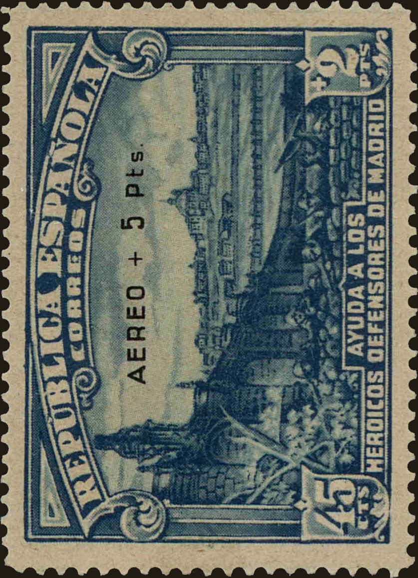 Front view of Spain CB6 collectors stamp
