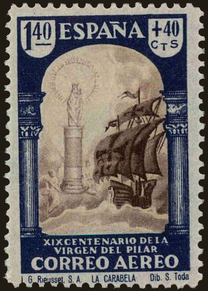 Front view of Spain CB14 collectors stamp