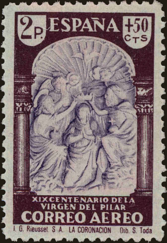 Front view of Spain CB15 collectors stamp