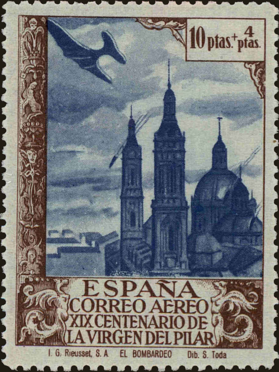 Front view of Spain CB17 collectors stamp