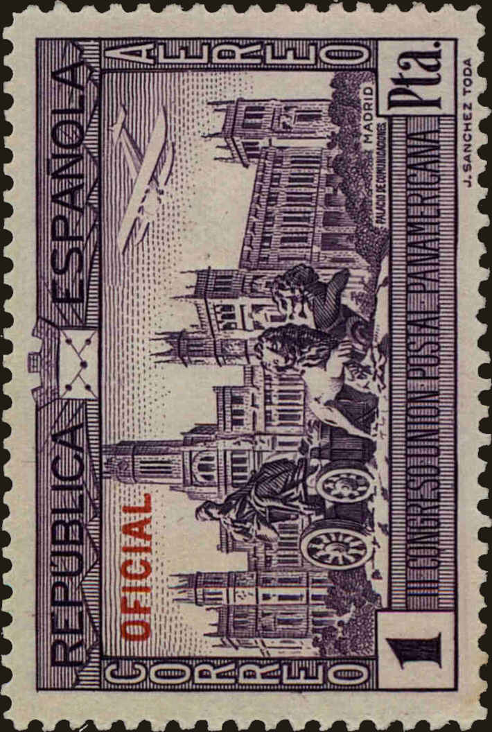 Front view of Spain CO5 collectors stamp