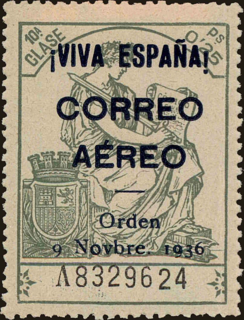 Front view of Spain 7LC1a collectors stamp