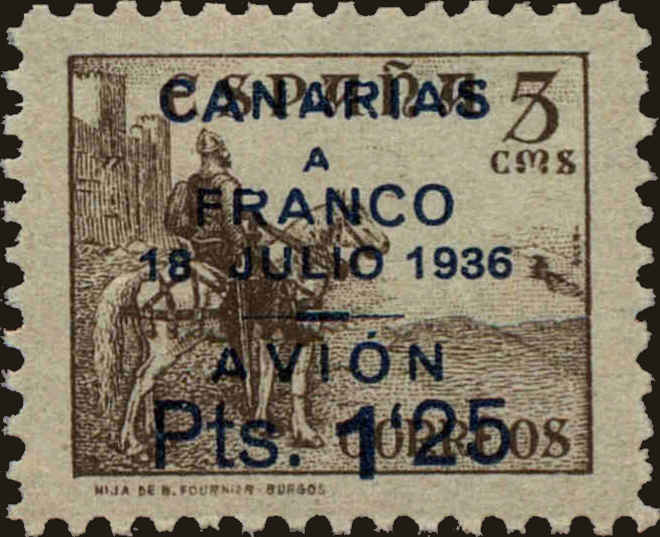 Front view of Spain 9LC13 collectors stamp