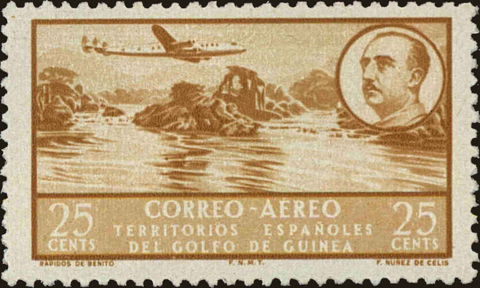 Front view of Spanish Guinea C6 collectors stamp