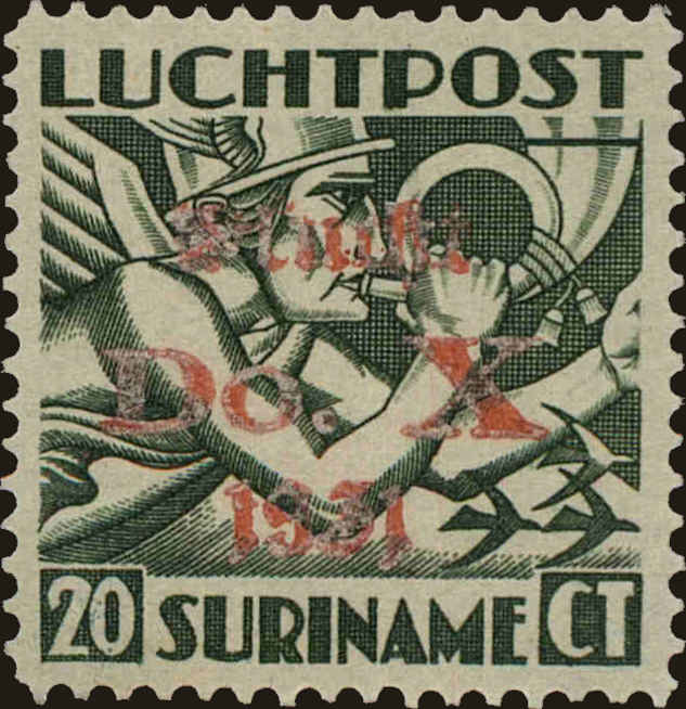 Front view of Surinam C10 collectors stamp