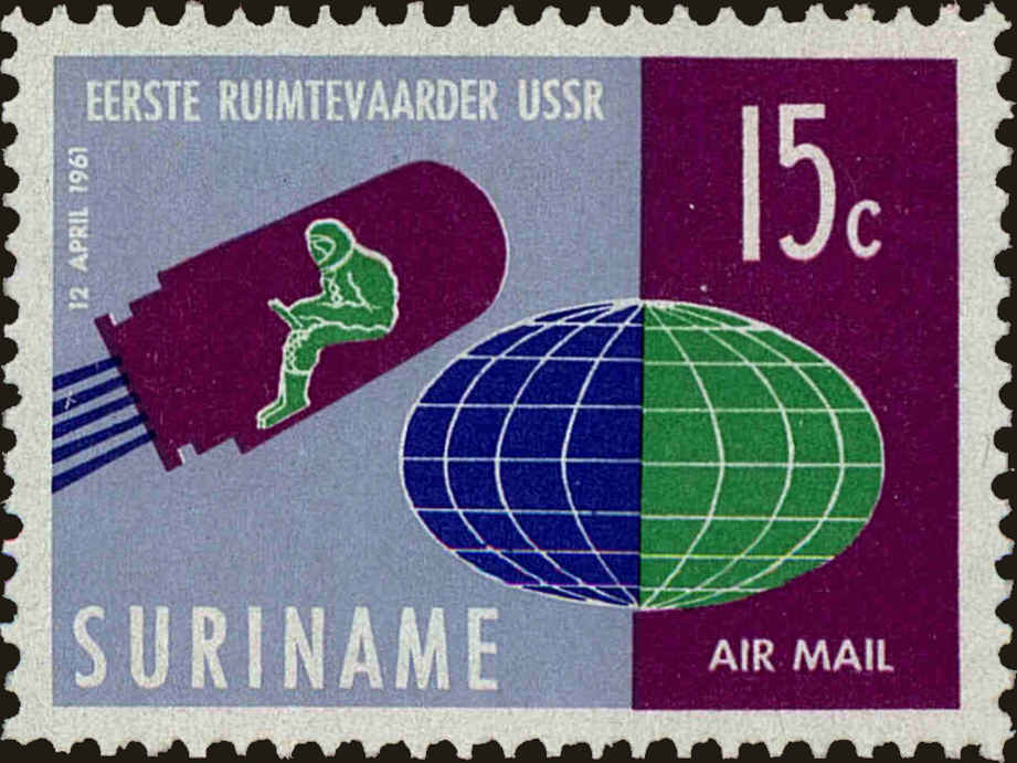 Front view of Surinam C28 collectors stamp