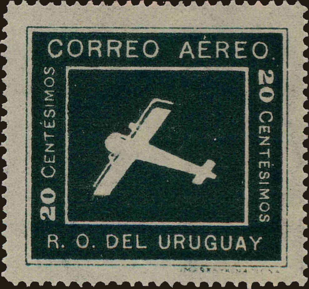 Front view of Uruguay C6 collectors stamp