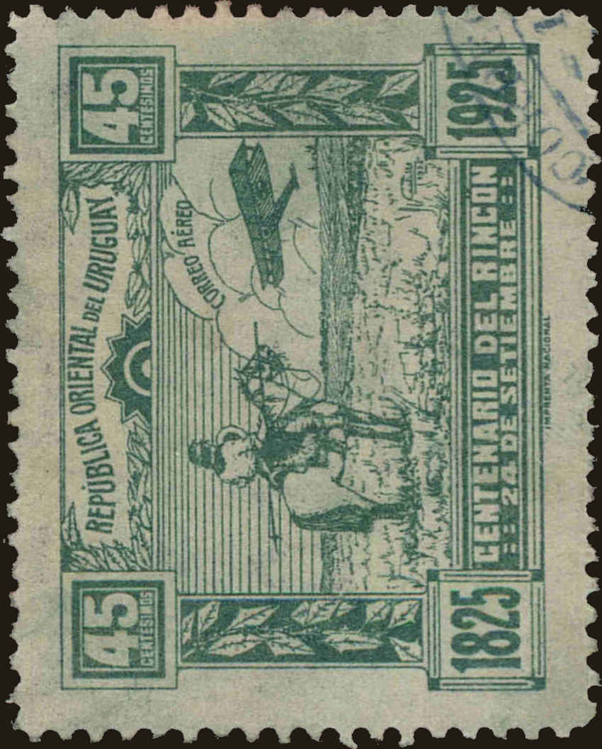 Front view of Uruguay C9 collectors stamp
