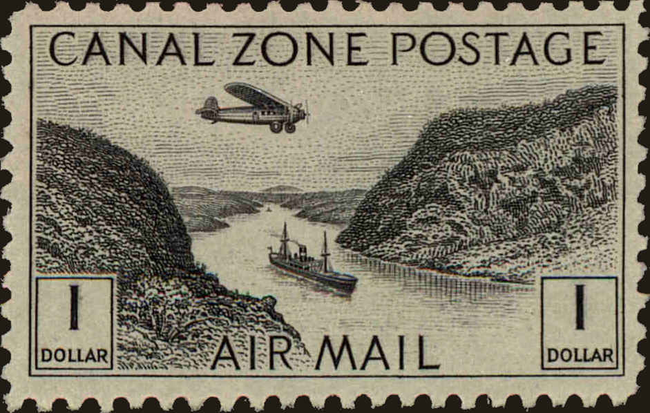 Front view of Canal Zone C14 collectors stamp
