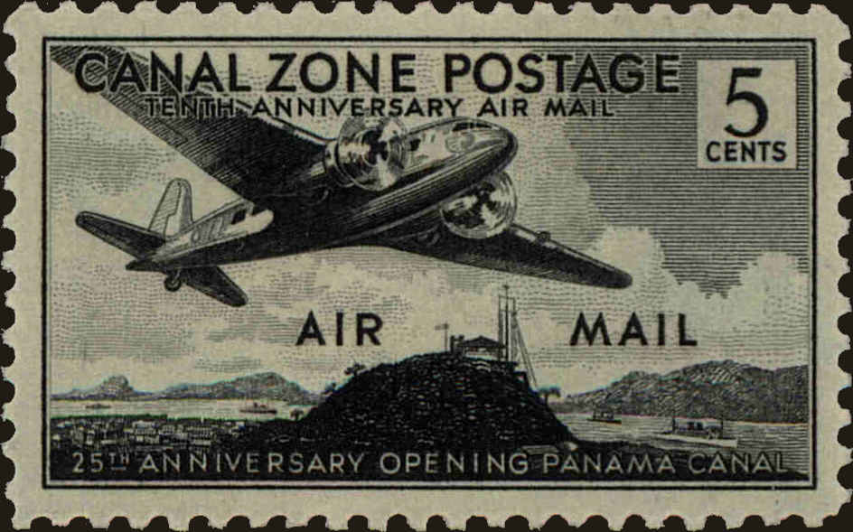 Front view of Canal Zone C15 collectors stamp