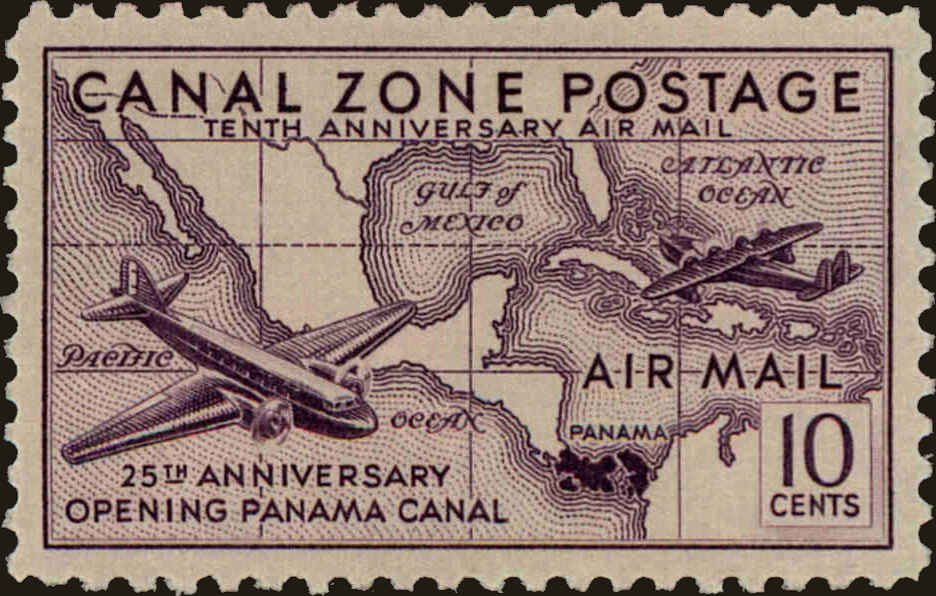 Front view of Canal Zone C16 collectors stamp