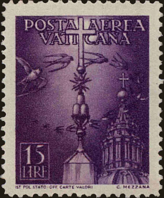 Front view of Vatican City C12 collectors stamp