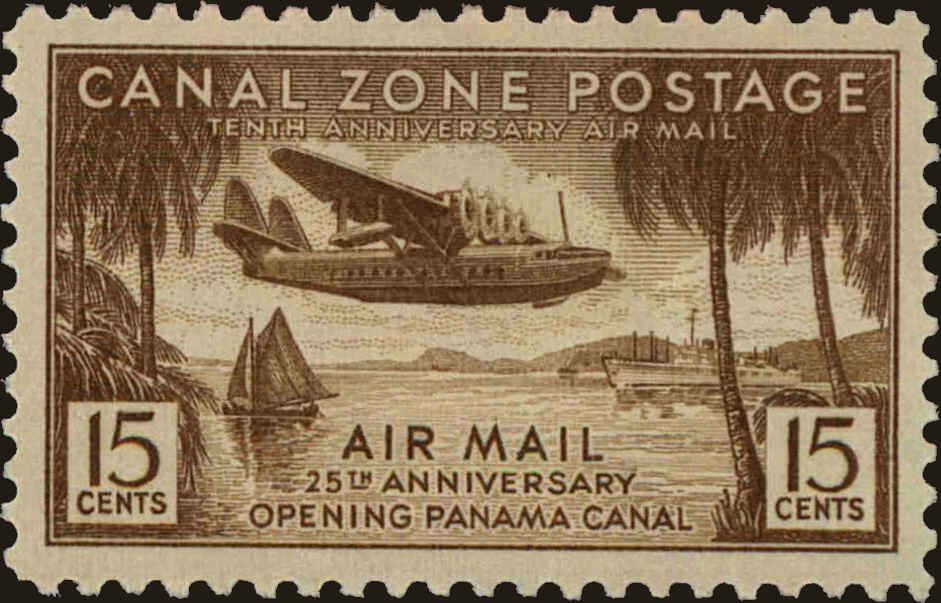 Front view of Canal Zone C17 collectors stamp