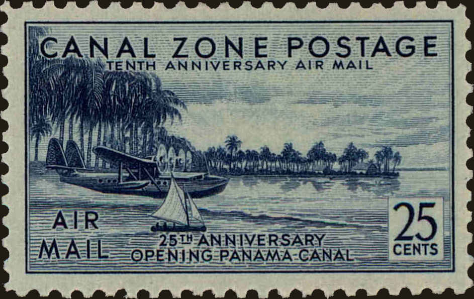 Front view of Canal Zone C18 collectors stamp