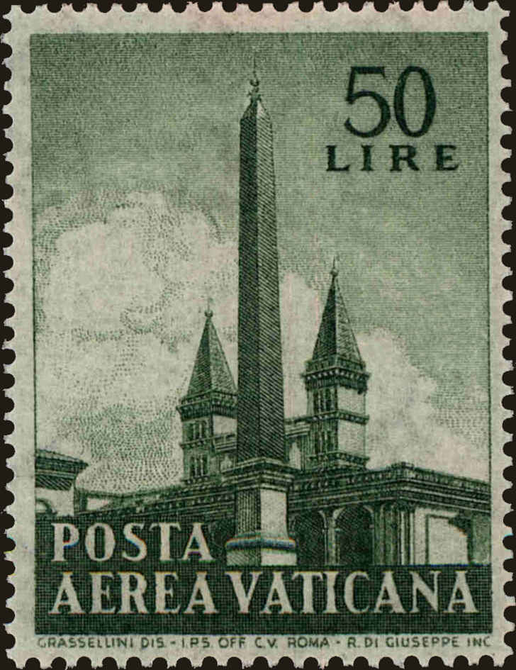 Front view of Vatican City C40 collectors stamp