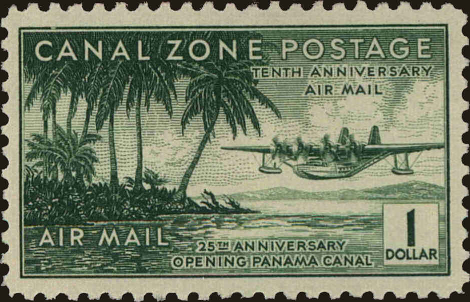 Front view of Canal Zone C20 collectors stamp