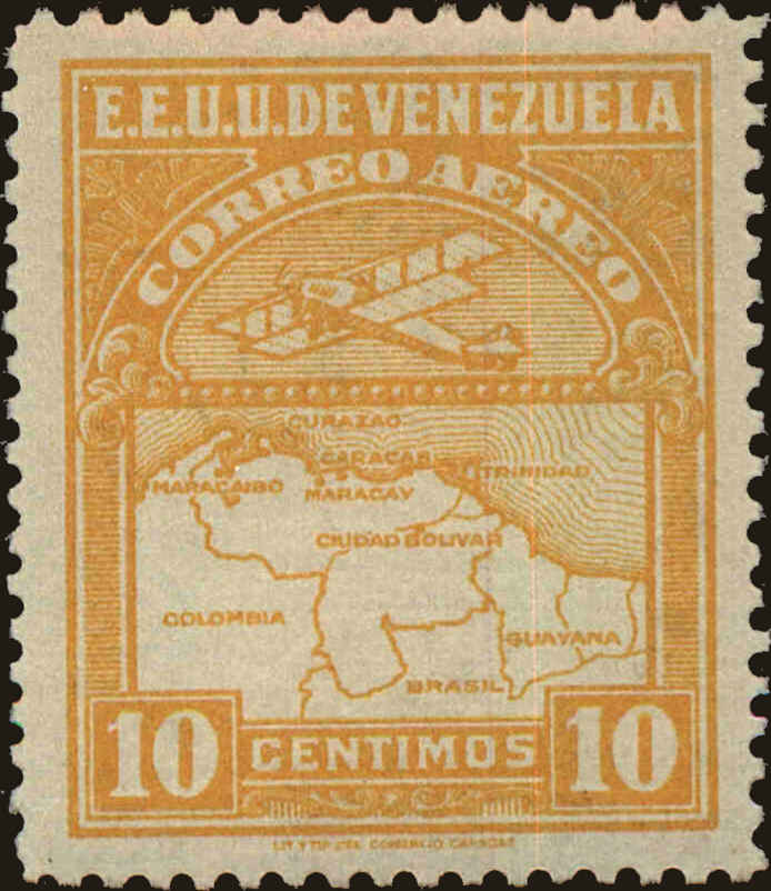 Front view of Venezuela C2 collectors stamp