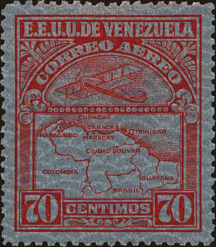 Front view of Venezuela C22 collectors stamp