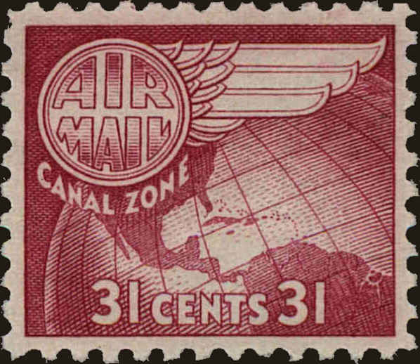 Front view of Canal Zone C25 collectors stamp