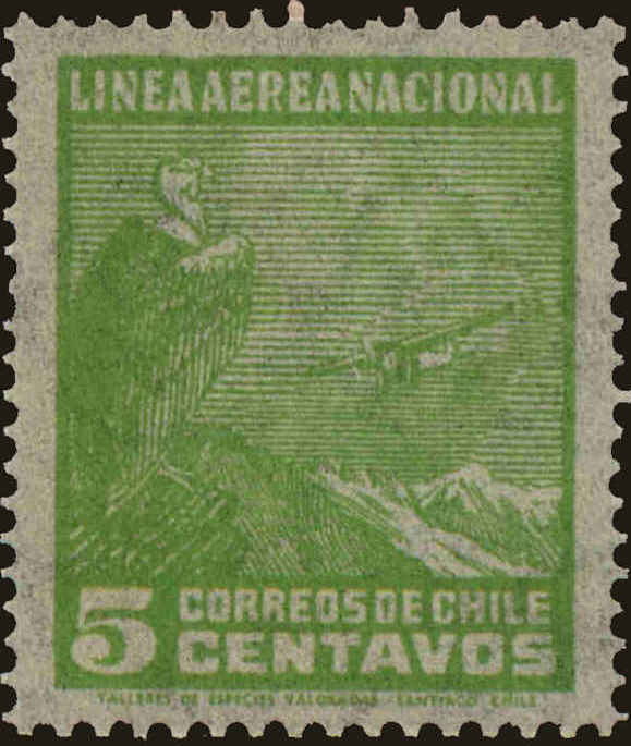 Front view of Chile C22 collectors stamp