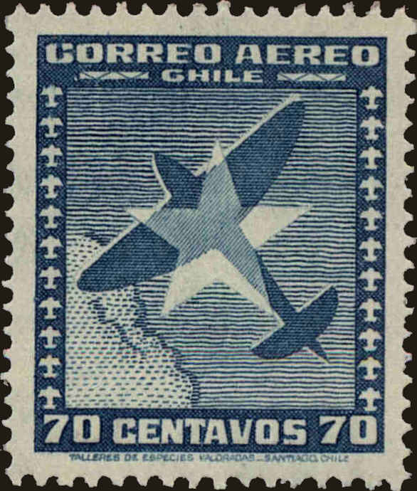 Front view of Chile C37 collectors stamp