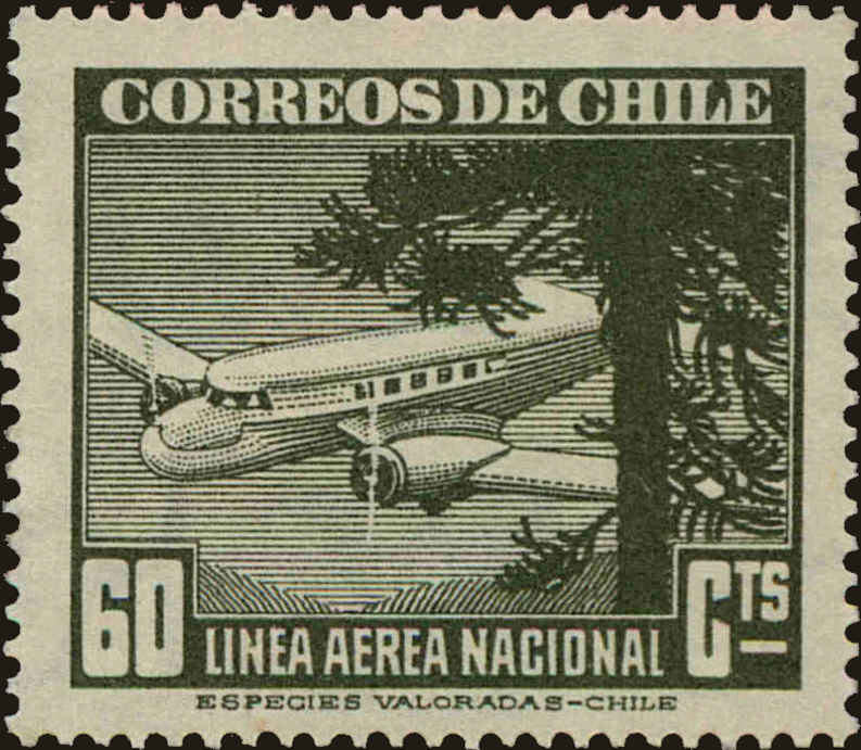 Front view of Chile C114 collectors stamp