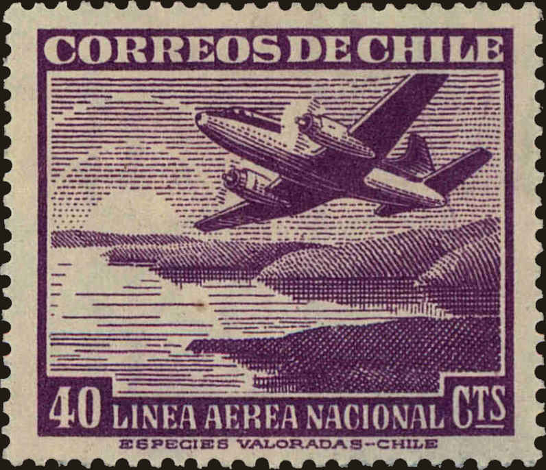 Front view of Chile C136 collectors stamp
