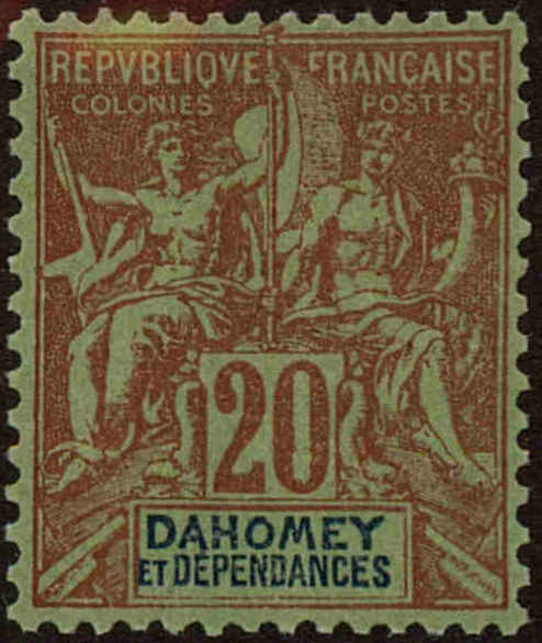 Front view of Dahomey 7 collectors stamp