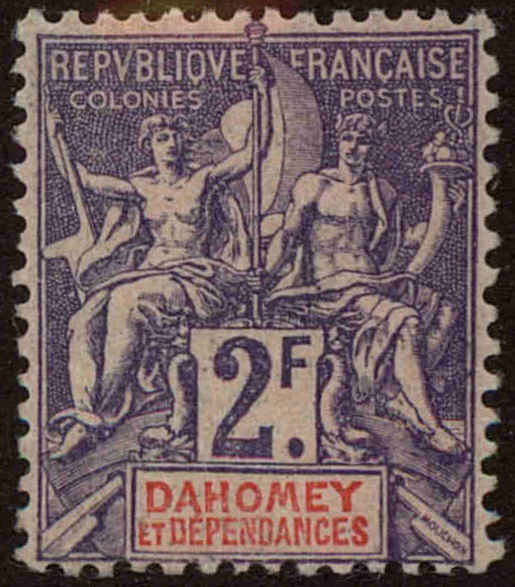 Front view of Dahomey 15 collectors stamp