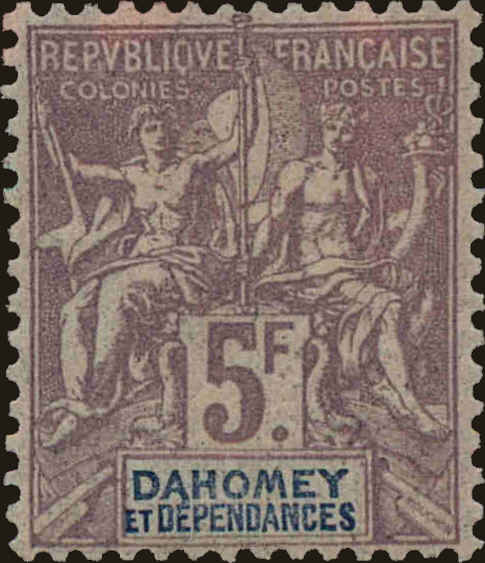 Front view of Dahomey 16 collectors stamp