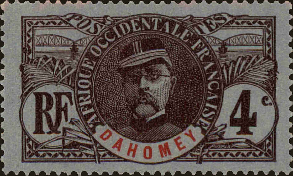 Front view of Dahomey 19 collectors stamp