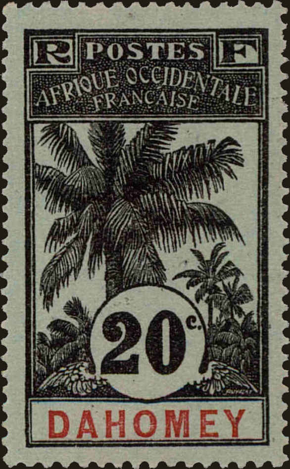 Front view of Dahomey 22 collectors stamp