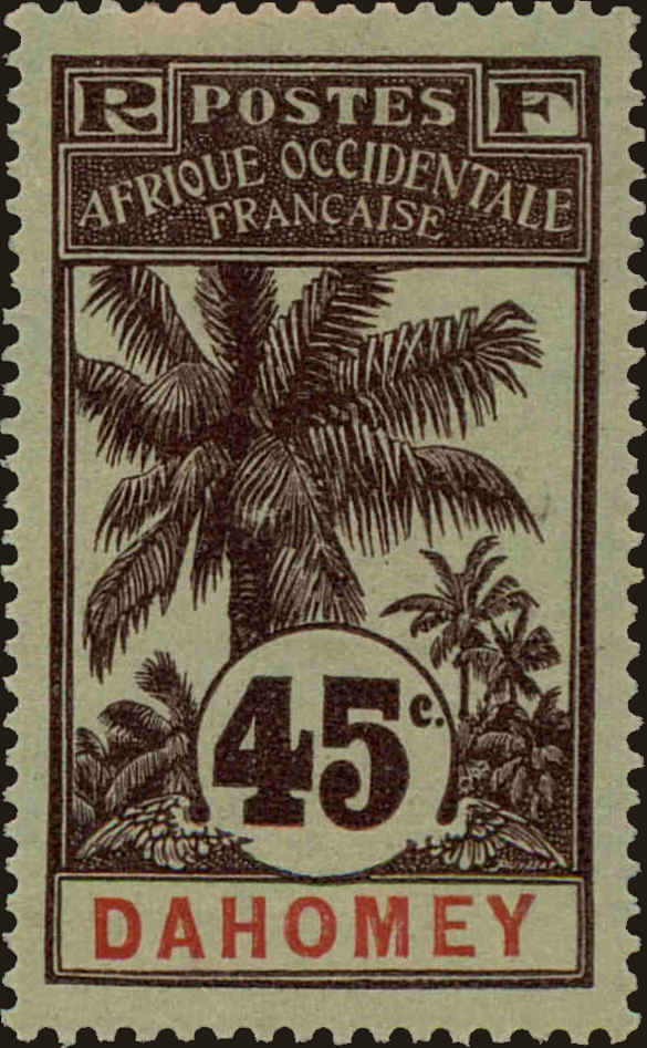 Front view of Dahomey 26 collectors stamp