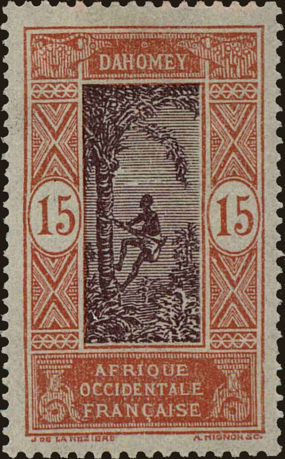Front view of Dahomey 50 collectors stamp