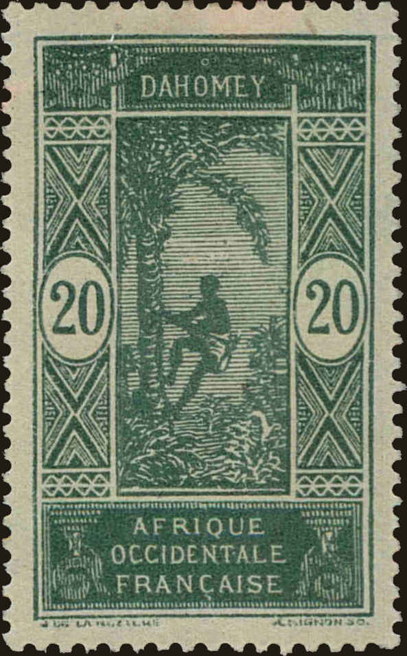 Front view of Dahomey 52 collectors stamp