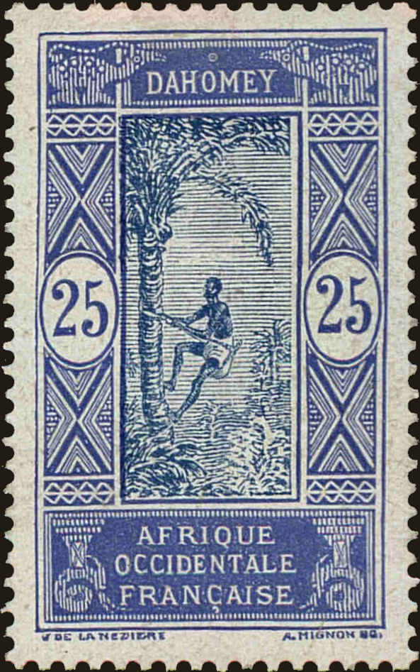 Front view of Dahomey 54 collectors stamp