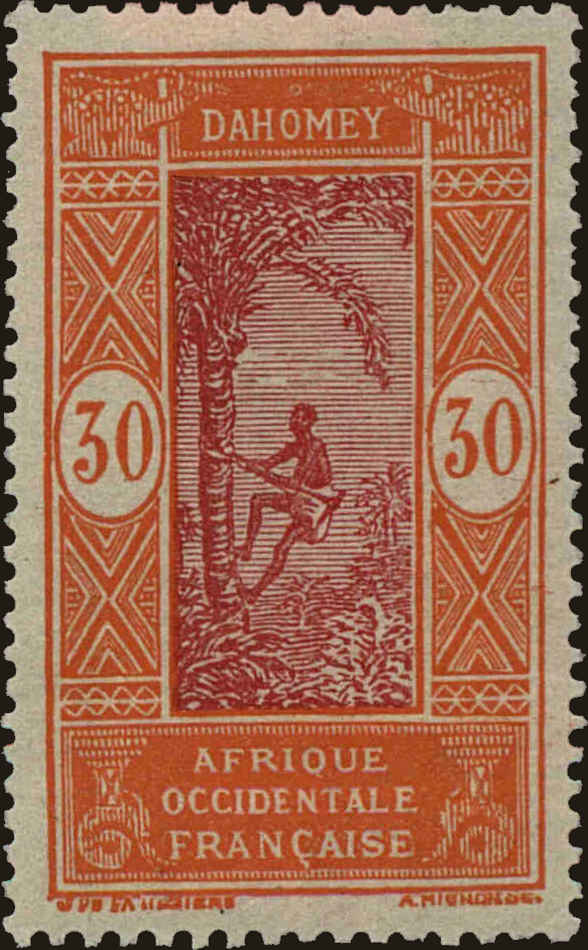 Front view of Dahomey 57 collectors stamp