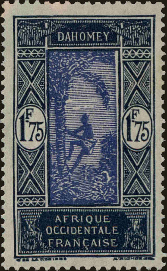 Front view of Dahomey 83 collectors stamp